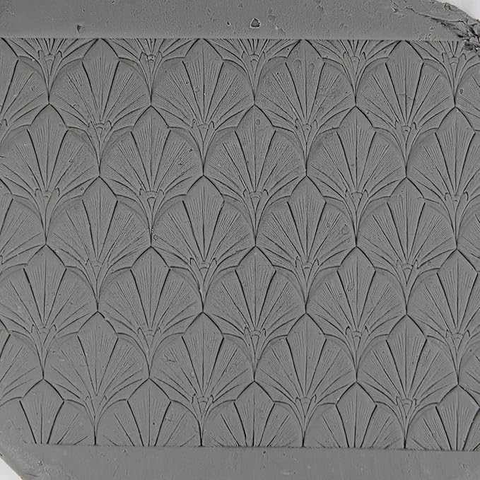 Art Deco Fan Pattern Clay Texture Roller (4") - Seamless Set #01 - Embossing Pattern Roller for Polymer & Ceramic Clay, Pottery & Crafts