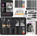 HIFORNY 76 PCS Drawing Set Sketching Kit,Sketch Pencils Art Supplies with Graphite,Charcoal,Blending Tools & Accessories,Portable Zippered Travel Case for Artists & Beginners