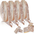 4 Rolls Self Adhesive Crystal Rhinestone Ribbon Diamond Bling Tape with 2 mm Rhinestones Strips Sticker for Arts Crafts Wedding Birthday Party DIY Event Car Phone Decoration (Champagne Gold)