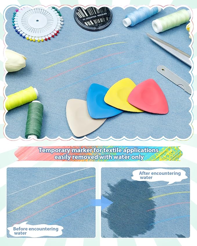 FIVEIZERO 4Pcs Tailors Chalk, Triangle Sewing Chalk for Fabric, Fabric Markers for Quilting, Tailoring and DIY Crafts