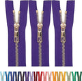 #5 Gold Metal Zipper - 50+ Colors - 3 PCS - (4-14 inches) Sizes - Luxury Lightweight Handcraft Metal Zippers with pulls for Purses Bags Pockets Shoes Sewing & Crafts DIY ZP022511
