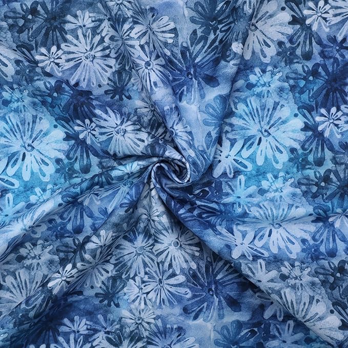 Tinyspool & Co. 100% American Cotton Fabric – 3 Yard Cut Quilting Fabric – Prewashed Preshrunk Yardage for Quilt Backing Borders Binding Sewing Crafts – Tidepool No.10 – Azure Flora