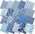 Oudain 60 Pcs 10 x 10 Inch Blue and White Quilting Fabric Squares Chinoiserie Fat Patchwork Chinoiserie Precut Strips Vintage Porcelain Fabric Bundles for Christmas DIY Xmas Craft Sewing Material