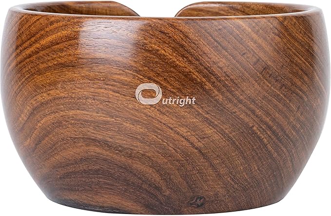 OUTRIGHT Large Wooden Yarn Bowl Cute Rosewood Yarn Holder for Knitting and Crocheting, Crochet Gift for Knitting Lover, Wooden Yarn Spinner for Crochet -Christmas Gift Ideas for Mother's Day, Wife