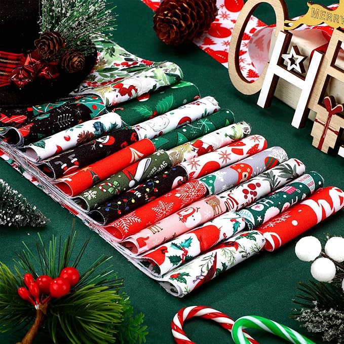 Tegeme 40 Pcs Christmas Jelly Fabric for Quilting Strips, 2.55 Inch Xmas roll, Red and Green Precut Fabric Patchwork Rolls for Quilting and Sewing DIY Crafts (Vivid Style)