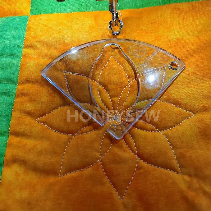 HONEYSEW Free Motion Quilting Template Sewing Ruler Templates for Most of Domestic Sewing Machine (#1 Fan Flower)