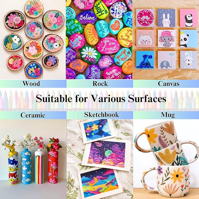 PAINTIGO Extra Fine Acrylic Markers – 26 Paint Pens for Rock Painting, Canvas, Wood, Glass, Ceramic, Fabric, DIY Crafts, Scrapbooking, Drawing, Detailing, Art Supplies