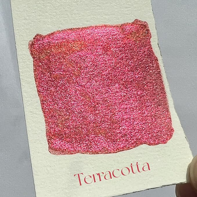CSY art gallery Metallic Handmade Watercolor Paint Full Pans Shimmer -Glitter Watercolors Choose Your Color (Terracotta)