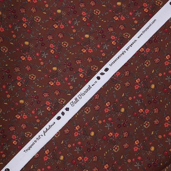 Tinyspool & Co. 100% American Cotton Fabric – 3 Yard Cut Quilting Fabric – Prewashed Preshrunk Yardage for Quilt Backing Borders Binding Sewing Crafts – Fall Harvest No.10 – Sienna Red