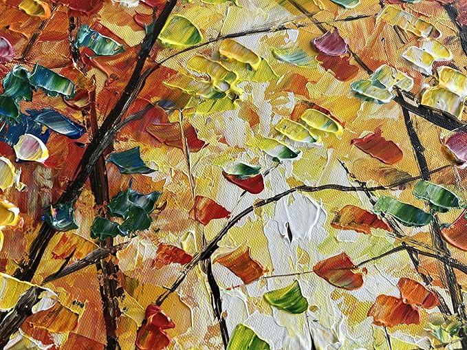 Hand-Painted Forest Landscape Oil Painting - Contemporary Abstract Art, 48x24 Inch Home Wall Decoration