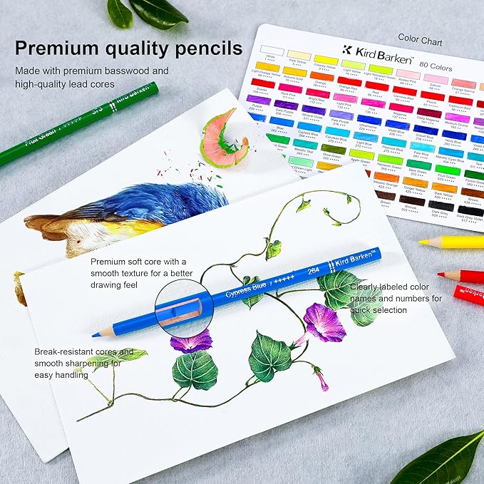 80 Colored Pencils – Professional Color Pencils for Adult Coloring Books,Coloring Pencils with Oil-Based Cores,Soft Core, Art Supplies Gift for Beginners & Adults