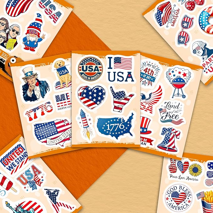 100Pcs USA Stickers and Decals for Water Bottle, Laptop - American Stickers- USA Party Supplies & Decorations - American Gifts - Gift for Women & Men