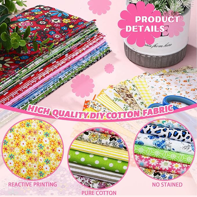 150 Pcs 10 x 10 Inches Cotton Fabric Bundle Precut Fat Squares Fabric Scraps Cotton Quilting Fat Flower Animals Cartoon Fabric Patchwork for DIY Craft Sewing Clothing