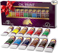 MyArtscape Oil Paint Set - 12 x 12ml Tubes - Lightfast - Heavy Body - Oil-based Vibrant Colors - High Pigment Load - Non-fading - Artist Quality Painting Supplies - Professional Craft Paints