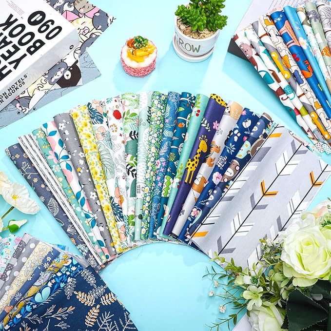 40 Pcs 10 x 10 Inches Cotton Fabric Bundle Squares Precut Fabric Squares Multi Color Floral Fat Sheets for Craft DIY Quilting Sewing (Classic Patterns)