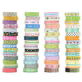 60 Rolls Cute Washi Tape Pack Basic Mini Adhesive Tapes Stars, Plaids, Florals, Grids & Dots Patterns Decorative Masking Tape Sets for Craft, Kids, Scrapbook, DIY, Gift Wrapping (Kawaii)
