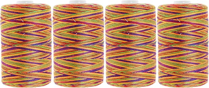 Mandala Crafts 4 Pack of Serger Threads Cones Spools - 40S/2 4000 Yards Polyester Rainbow Threads for Sergers Machine and Overlock Quilting Sewing Machine