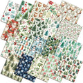 HunnmingRe 20 Pcs 10''x10'' Watercolor Christmas Quilting Fabric Square Santa Red Berry Reindeer Quiltted Fabric Bundle Multicolor Precuts Printed Patchwork Supplies for Xmas Holiday DIY Sewing Craft