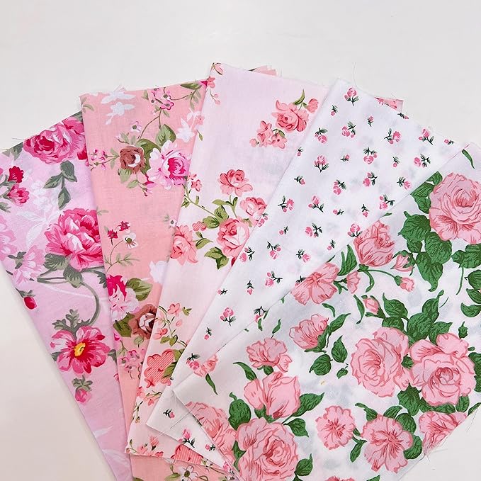 42Pcs 9.4" x 9.4"(23 * 23CM) Cotton Fabric DIY Making Supplies Quilting Patchwork Fabric Fat Quarter Bundles DIY for Quilting Cotton Patchwork Cushions (Peony, 9.4" x 9.4")
