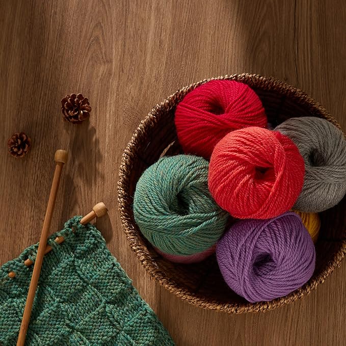 100% Merino Wool Yarn, 3-Ply Luxurious and Soft Yarn for Hand Knitting & Crocheting (Purple,3Balls)
