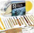 U.S. Art Supply Pottery & Clay Tools Set (53-Piece) - Includes Pottery Tools, Canvas Case for Sculpting, Ceramics, and Easy Storage & Transport
