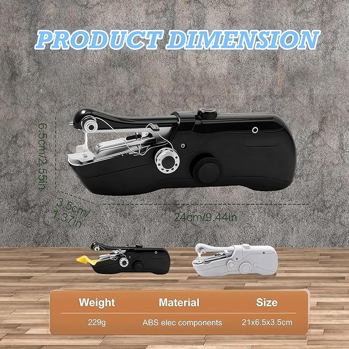 Handheld Sewing Machine, Mini Portable Electric Quick Sew Sewing Machine, Sewing Machines for Beginners, Easy To Use Suitable for Sewing Clothes, Fabrics, Curtains, Family Travel (Black)