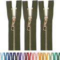 #5 Gold Metal Zipper - 50+ Colors - 3 PCS - (4-14 inches) Sizes - Luxury Lightweight Handcraft Metal Zippers with pulls for Purses Bags Pockets Shoes Sewing & Crafts DIY ZP023510