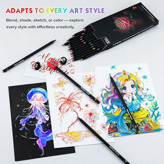 Stocking Stuffers, Art Supplies, 24 Rainbow Colored Pencils, Teen Girl Gifts Trendy Stuff, Multicolored Cool Stuff Fun Art Pencil Teen Girl Gifts Trendy Stuff for Coloring, Drawing