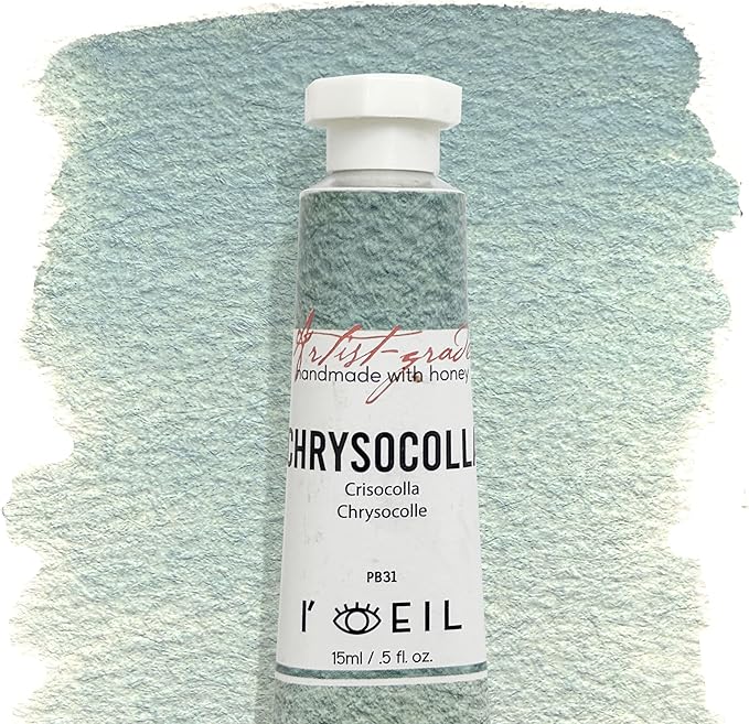 L'oeil (Genuine Minerals) Professional Artist Grade Extra Fine Handmade Watercolor 15ml Paint Tube, 5 Fl Oz, Natural Granulation, Rich Colour Luminosity, Lightfast Non-fading, Archival Quality (Chrysocolla)