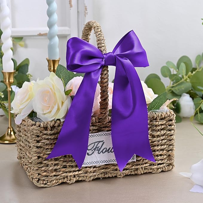 Purple Satin Ribbon 3 inch X 15 Yards Polyester Ribbon for Gift Wrapping Very Suitable for Weddings Party Hair Bow Invitation Decorations and More