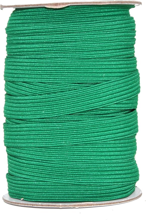 Mandala Crafts 12mm 20 Yds Roll of Green Elastic Bands for Sewing - 1/2 Flat Elastics Cord - 1 2 Inch Braided Stretch Straps for Crafting