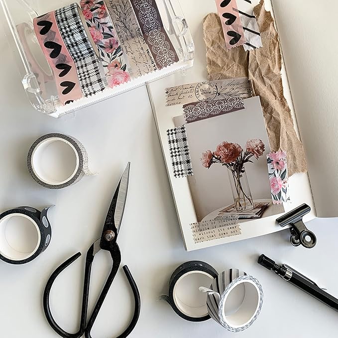 ZYNSHE Washi Tape Set of 16 Rolls of 15 mm Wide Cute Decorative Washi Tape for Journaling, Scrapbook, Washy Crafts, Bullet Journals, Planners, DIY Décor, Gift Wrapping, Craft Supplies (Vintage)