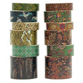 12 Rolls Chinoiserie Washi Tape Set Chinese Arts Adhesive Tapes Geometric Garden Decorative Masking Tape Sets for Craft, Kids, Scrapbook, DIY, Gift Wrapping (Almond Blossom Ridge)