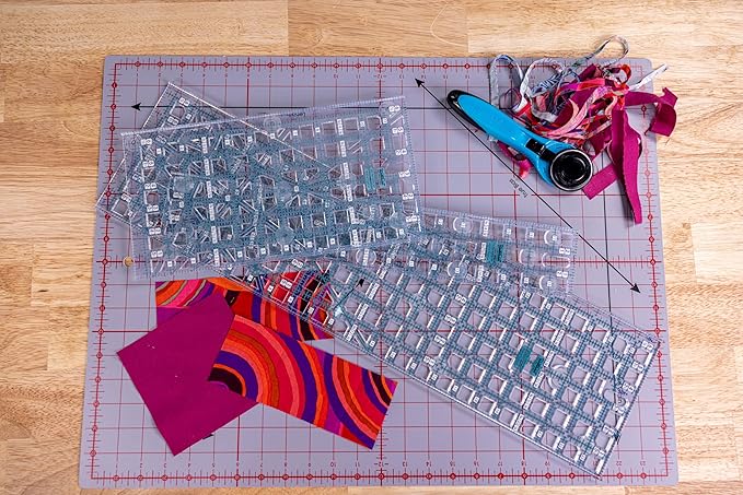 TrueCut Double Sided Self Healing Rotary Cutter Mat | Cutting Mat with 5 Layers of PVC Plastic | Self Healing Rotary Cutting Mat | Easy to See Markings (18"x24" Cutting Mat)