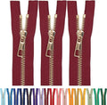 #5 Gold Metal Zipper - 50+ Colors - 3 PCS - (4-14 inches) Sizes - Luxury Lightweight Handcraft Metal Zippers with pulls for Purses Bags Pockets Shoes Sewing & Crafts DIY ZP02189