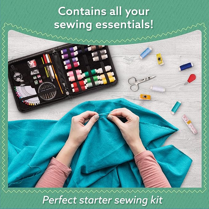 ARTIKA Sewing Kit for Adults and Kids (94 PCS) - Small Beginner Set w/Multicolor Thread, Needles, Scissors, Thimble & Clips - Emergency Repair and Travel Kits - Sewing Accessories and Supplies