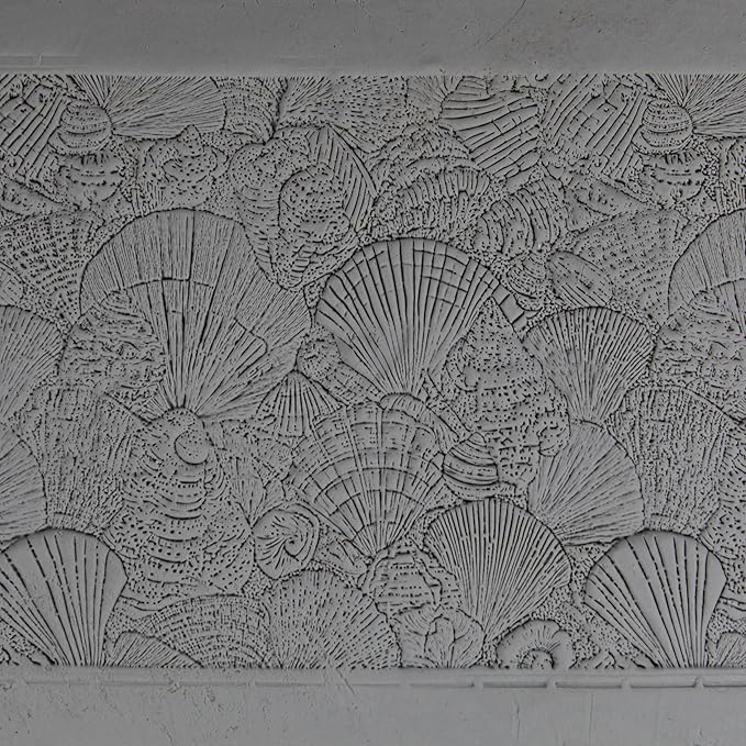 Conch Chorus Clay Texture Roller (4") - Seamless Ocean Set #01 - Embossing Pattern Roller for Polymer & Ceramic Clay, Pottery & Crafts