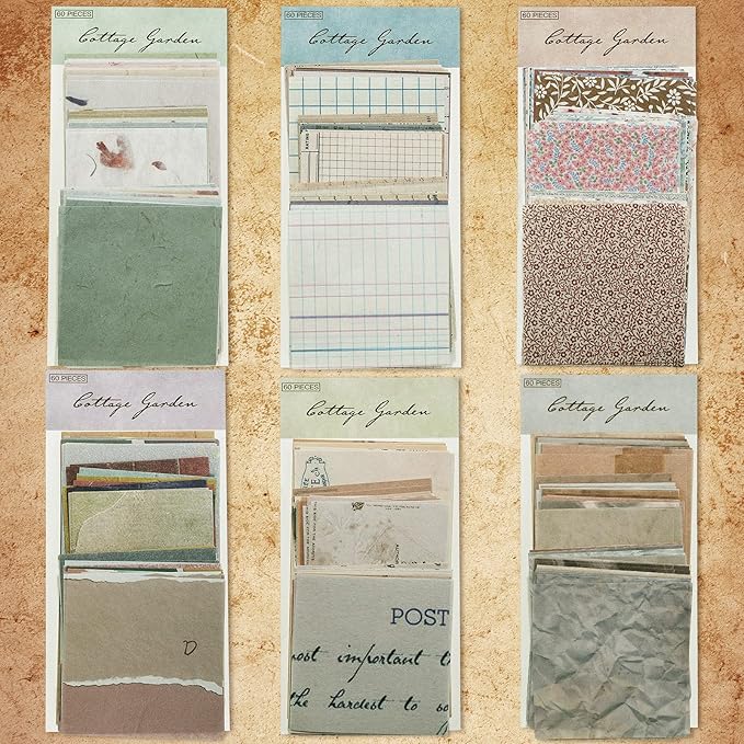 Zonon 360 Sheets Vintage Scrapbook Paper Supplies DIY Journaling Supplies for Writing Drawing, Aesthetic Retro Decorative Paper for Scrapbooking Travel Journal, 6 Sets