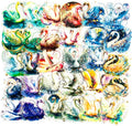 Yoksas Holographic Shiny Fantasy Starry Swan Stickers - 60Pcs Waterproof Clear Glitter Aesthetic Scrapbook Stickers for Junk Journals,Planner,Resin Art Supplies