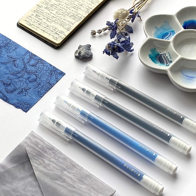 Kuretake Karappo Pen, Fine tip 5pcs Set, Empty refillable Ink Pen, for Lettering, Calligraphy, Illustration, Drawing, Made in Japan