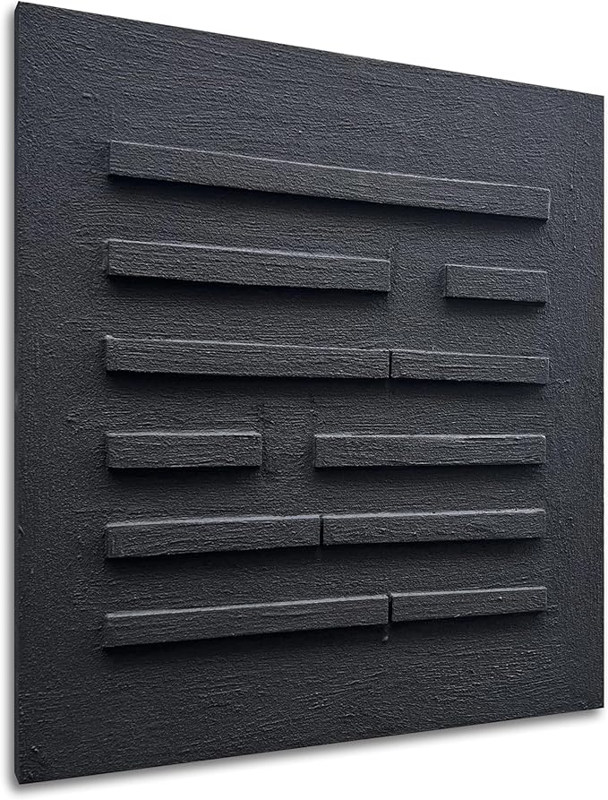 Art Hand-Drawn Black Abstract Three-Dimensional Texture Art Oil Painting, 24x24 inches. Modern Minimalist Style Art. Suitable for Wall Decoration in Home Office