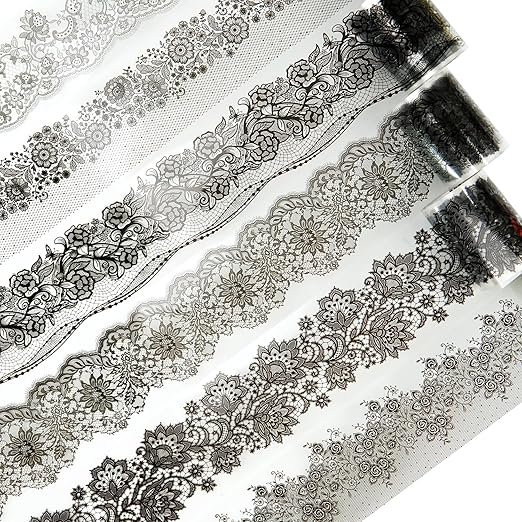 Lace Dream PET Tape Set, 6 Rolls of Elegant Floral Stickers for Scrapbooking, Journaling, DIY Crafts, and Art Supplies