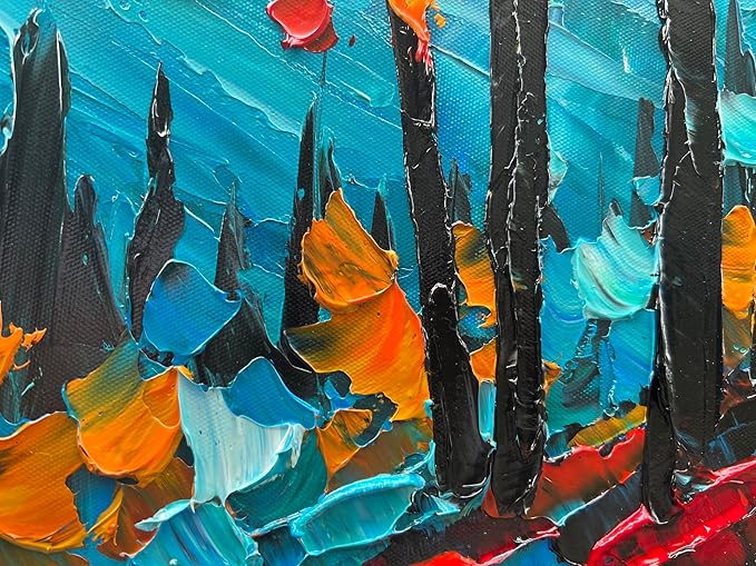 Forest Landscape Hand Painted Art Oil Painting Natural Landscape Oil Painting Large Canvas Wall Art Decoration 24×48 Inches