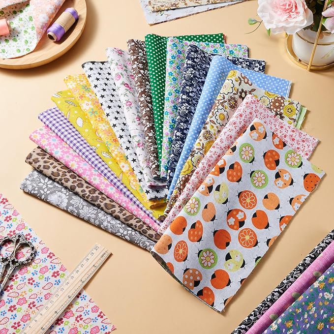 100pcs Cotton Fabric Squares – 9.8" x 9.8" Fabric Bundles for Sewing and Crafts, 100% Cotton Patchwork for DIY Projects, Multicolor