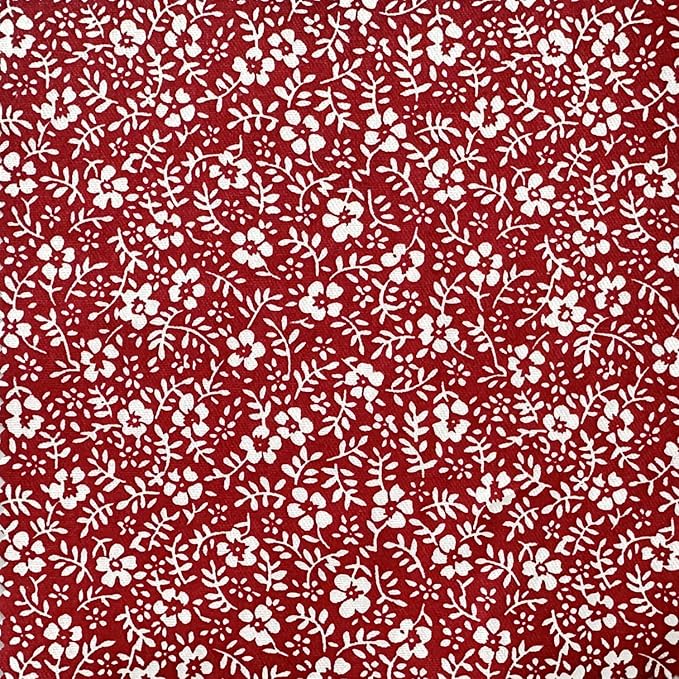 Red Cotton Quilt Fabric Squares 5''x5'', Rose Floral Fabric Bundles Charm Packs for Baby Girls, Quilting Squares for Patchwork and DIY Crafts (42Pcs)