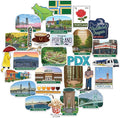 Navy Peony Hipster Portland Travel Stickers (28pcs) - City of Roses, Oregon, America City-Themed Vacation Stickers for Scrapbooking, Journals