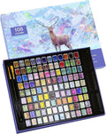 Mini Shimmer Watercolor Paint Set, 108 Colors Glitter Metallic Watercolour Painting Sets, Solid Pearl Water Color Paints for Artists, Amateur Hobbyists and Painting(108 Colours)
