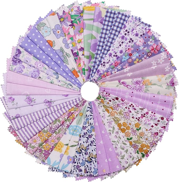 Purple Charm Pack, 42-5" Cotton Quilting Fabric Quilt Squares