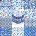 Hahafelt 10 Pcs Vintage Floral Quilting Fabric Bundles 18 x 22 Inch Blue White Porcelain Flower Fat Quarters Chinoiserie Precut Quilting Patchwork for DIY Sewing DIY Craft Decor