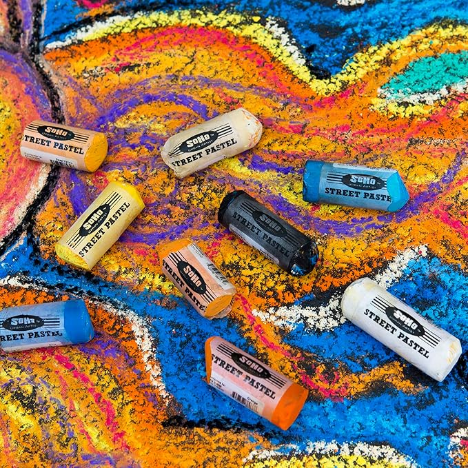 Soho Urban Artist Professional Oil Pastels - Jumbo Street Pastel Pack of 4 White, 1" Diameter, 2.7" Length, Non-Toxic, Brilliant Pigments, Ideal for Pavement, Less Crumbling than Sidewalk Chalk